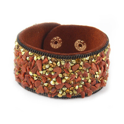 

Bling Rhinestone Leather Wrap Wristband Cuff Punk Crystal Bracelet Bangle Party