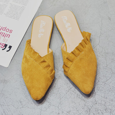 

Spring Korean version of single-shoe womens pointed lace flat shoes set a gentle wind soft-soled bag top slippers