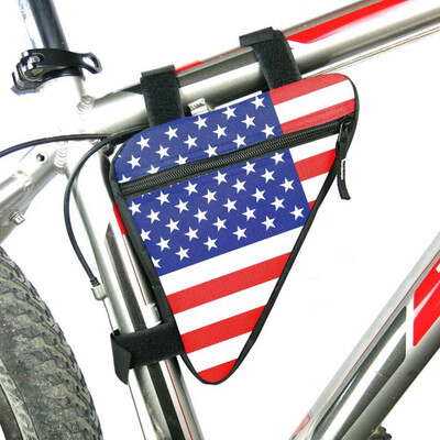 

New Hot American Flag Waterproof Triangle Cycling Bicycle Bags Front Tube Frame Bag Mountain Triangle Bike Pouch Holder Saddle Bag