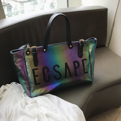 

Summer bright face large capacity bag female 2019 new Korean version of the wild single shoulder slung fashion portable letter big bag