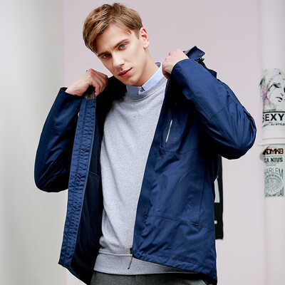 

Beijing made Jackets three-in-one two-piece autumn&winter warm detachable thickening fleece windproof waterproof jacket mountaineering clothes winter clothes men deep treasure blue XL