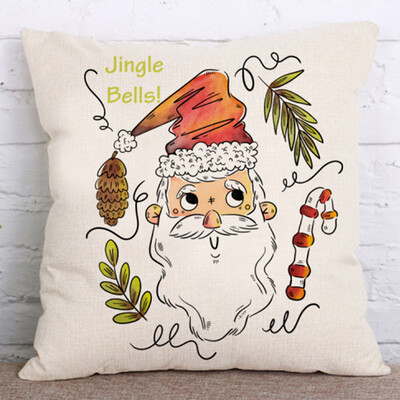 

Tailored Happy Christmas Pillow Cases Linen Sofa Cushion Cover Home Decor Pillow Core