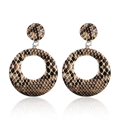 

New Fashion Big Round Geometric Drop Earrings for Women Punk Vintage Statement Earrings Snake Skin Party Jewelry Gift