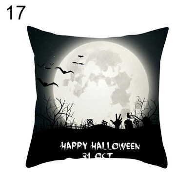 

Halloween Pumpkin Ghost Bat Trick or Treat Cushion Cover Pillow Case Sofa Decor