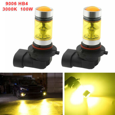 

2pcs 9006 HB4 3000K Yellow LED 100W Super Bright Fog Driving Light Bulb Kits
