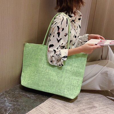 

New straw bag 2019 literary student shoulder tote bag female simple wild small fresh college wind big bag
