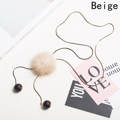

Necklace Fluffy Long Beauty Black Pompom Grey Faux Original Pendant Sweater Red Vintage Fur Winter