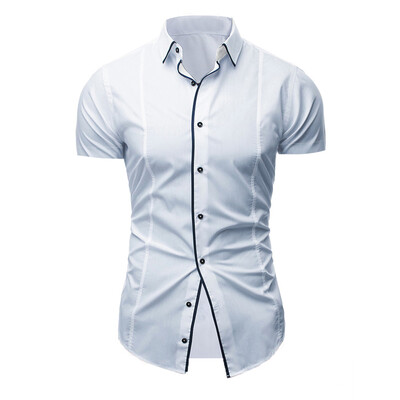 

Tailored Mens Solid Casual Button Down Short Sleeve Shirt Top Blouse