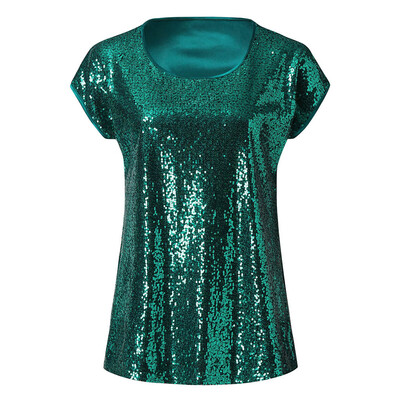

Starmoon Women Summer Casual Sequin Short Sleeve Pullover T Shirt Tops Blouse