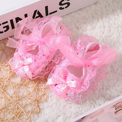 

Newborn Baby Girl Soft Shoes Soled Lace Floral Print Bowknot Footwear Crib Shoes