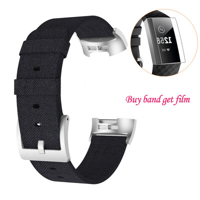 

〖Follure〗Replacement Woven Canvas Fabric Watch Band Wrist Strap Film For Fitbit Charge 3
