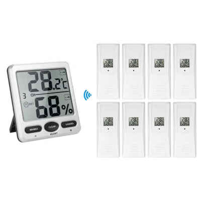 

1 to 8 Thermo-Hygrometer Temperature Remotes Digital Emitter Wireless Digit Receiver Celsius Fahrenheit Changeable