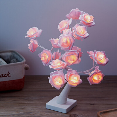 

YAH Table Lamp night Lights 144Ft Desk Light Flower Rose Tree TWO Power sources either USB Port or Battery for Home Decorations H