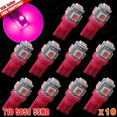 

10 x Purple Pink LED T10 194 158 168 5-SMD License Plate Map Dome Light Bulb