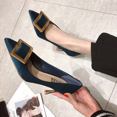 

High heels women follow the 2019 spring new online celebrity sexy shoes French girls 100 sharp spring single shoes