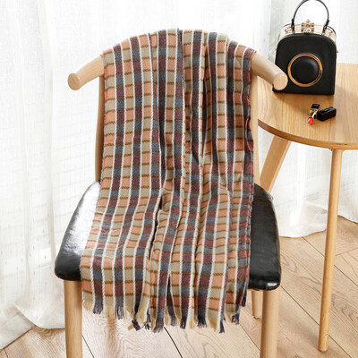 

Trendy stream Korean retro literary plaid imitation cashmere scarf female student winter Korean fashion wild scarf