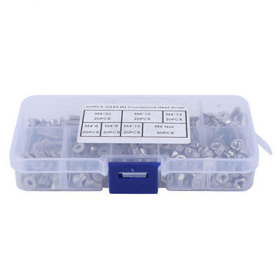 

Greensen 200pcs M4 Hex Socket Flat Head Stainless Steel SS304 Screw Bolt Nut Assortment Set