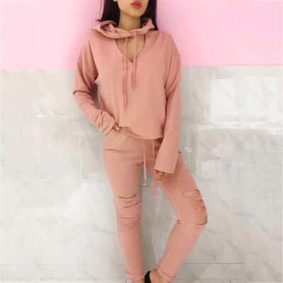 

Tailored Women Splice Cropped Pullover Sweatshirt&Side Striped Pants Tracksuit Sets