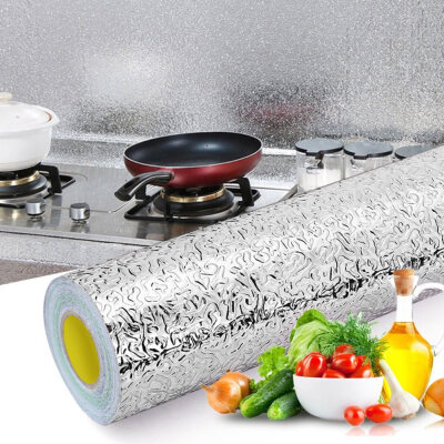 

Home Kitchen Self Adhesive Waterproof Oilproof Aluminium Foil Wallpaper Sticker