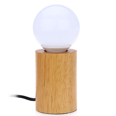 

E27 Modern Minimalist Solid Oak Lamp Square Wood Table Lamp with LED Bulb