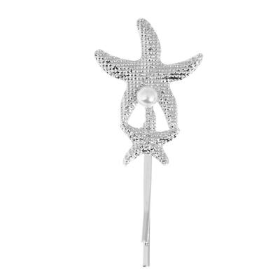 

Glitter Women Metallic Sea Star Hair Clips Beach Pearl Hairpins Hairgrip