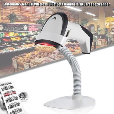 

Automatic Manual Wireless Bluetooth Handheld 1D Barcode Scanner Reader Supports Reverse Type Bar Code Scanning with Adjustable St