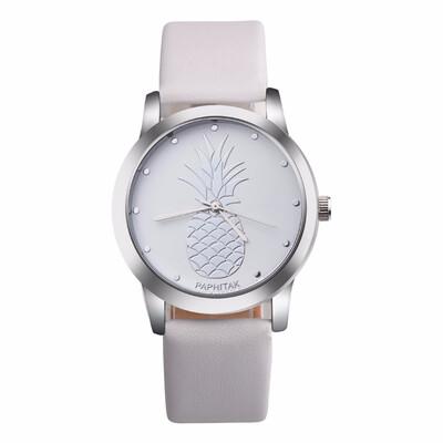 

New Womens Pineapple Leather Band Analog Quartz Watch Ladies Rose Gold Dial Casual Female Sport Watches montre femme Clock 533