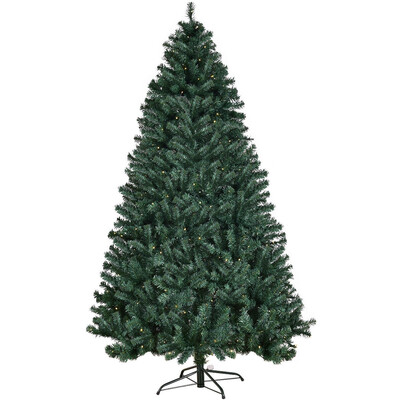 

7 Ft Pre-Lit PVC Artificial Christmas Tree w 300 LED Lights & Stand