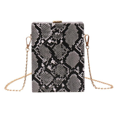 

Snake Print Shoulder Handbags Leather Women Chain Box Bags Crossbody Packs