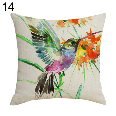 

Linen Bird Branch Print Square Pillow Case Cushion Cover Home Sofa Car Bed Decor