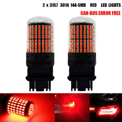 

1 Pair 360 Degrees Red Canbus Error Free LED Stop Tail Parking Lights 3057 Bulbs