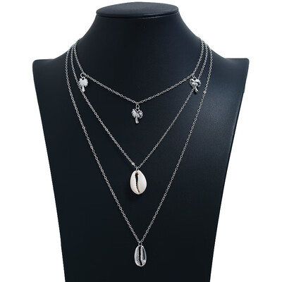 

New Alloy Necklace Retro Sequin Long Necklace Moon Big Pendant Gold Necklace Multi-layer Hot Bohemian Summer Accessories