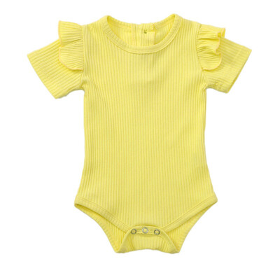 

Infant Baby Flare Sleeve Solid Print Bodysuit Kids Girls Boys Bodysuit Jumpsuit Newborn Clothes