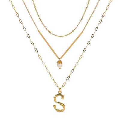 

Cute Natural Pearl Initial Necklace Personalized Letter Necklace Name Jewelry For Women Accessories Gold color Girlfriend Gift