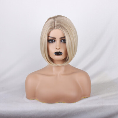 

〖Follure〗Fashion Women Synthetic Wig Gold Short Straight Full Wigs Party Hair Wigs
