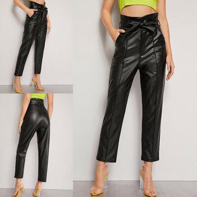 

Women&39s PU Leather Pants Stretchy Push Up Pencil Skinny Tight Leggings Black US