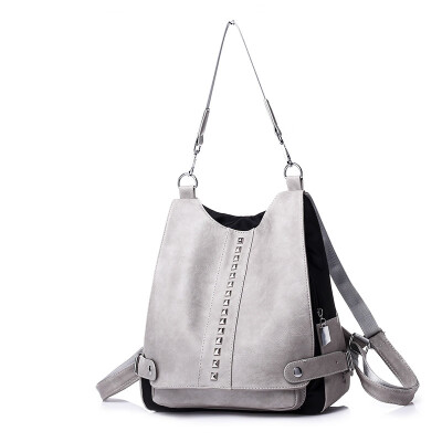 

Autumn new PU leather popular solid color soft rivet bag fashion simple popular girl small backpack