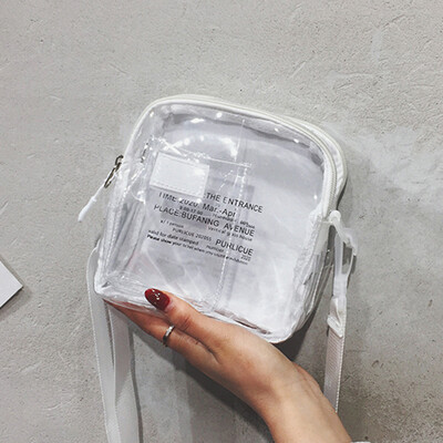 

Personality bag female 2019 new summer jelly transparent shoulder small square bag tide Korean version of the leisure broadband Messenger bag