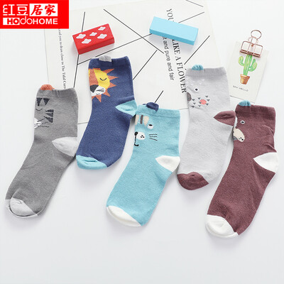 

Red bean home childrens socks boy baby cute cartoon tube socks 2019 new boy students spring&autumn cotton socks 501 five pairs of 14cm-16cm