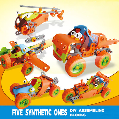 

Siaonvr Children DIY Assembly Puzzle Screw Block Truck Educatinal Toy Gift with 5 PCS