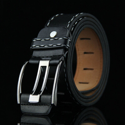 

Hot selling Men belt fashion Sewing thread decoration high quality Imitation leather Alloy pin buckle belt Retro casual belt Men