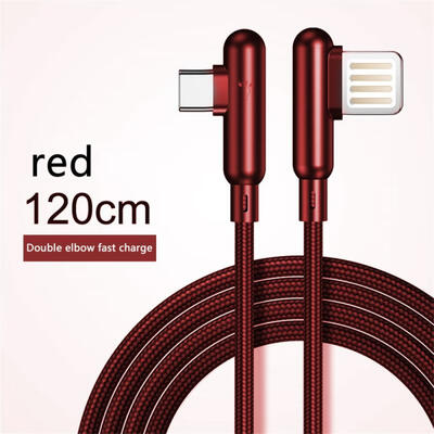 

Right Angled USB C Date Cable 90 Degree Braided Type C To Lightning 3A Fast Charging Cable 4ft With Indicator Light