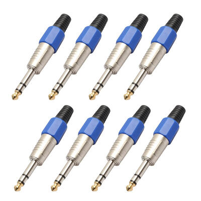 

8pcs Stereo Jack 635mm Male Plug with Gold Plated Head Audio Connectors