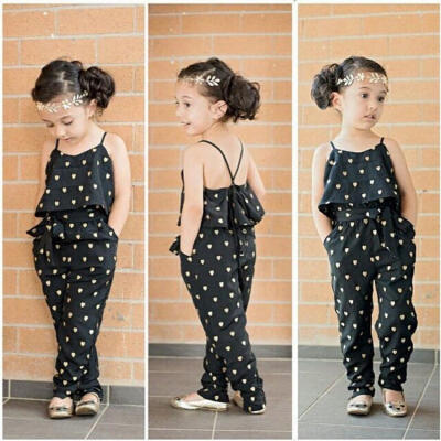 

NEW Baby Girl Fashion Lovely Flower heart hammock jumpsuits belt Set