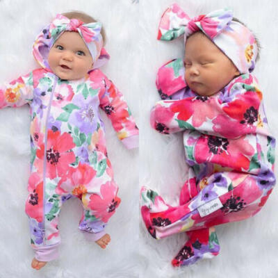 

Adorable Newborn Baby Girl Flower Zipper Romper Bodysuit Jumpsuit Outfit Clothes