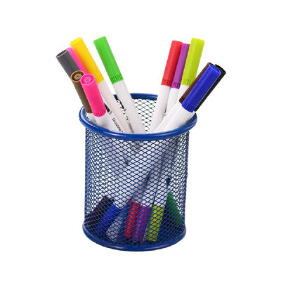 

Mesh Pen Pencil Holder Metal Pen Organizer Storage Stationery Container Round Padded Base for Desk School Office