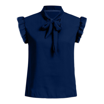 

Starmoon Womens Casual Cap Sleeve Bow Tie T-Shirt Solid Chiffon Blouse Tops