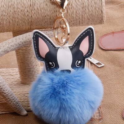 

Key Rabbit Special Pendant New Leather Rabbit Fur Ball French Bulldog Keychain Ball Dog Bulldog Keychain