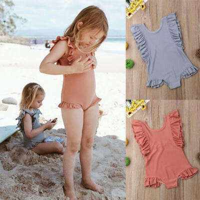 

Holiday Toddler Kids Baby Girls Ruffles Swimwear Backless Swimsuit Bathing Suit Beachwear Fit For 1-6Y