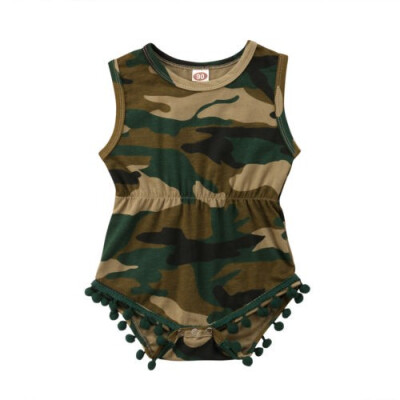 

Pretty Newborn Infant Baby Girl Boy Camo Tassel Romper Jumpsuit Sunsuit Clothes